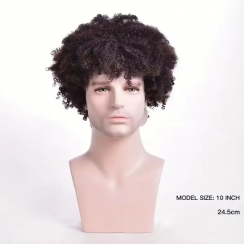 5 Pcs Mens Short Afro Curly Natural Black Synthetic Wig
