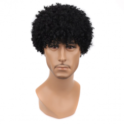5 Pcs Afro Kinky Curly Mens High Temperature Fiber Wig
