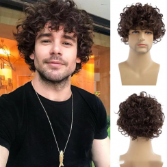 8 Pcs Brown Natural Wave Wigs For Men