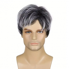 3 Pcs Mens Short Synthetic Straight Layered Wigs 