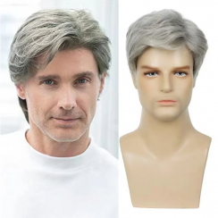 3 Pcs Fashionable Fluffy Short Gray Silk Headband Wig