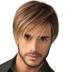 5 Pcs Mens Retro Casual Party Street High Temperature Wire Side Fringe Short Straight Hair Wigs