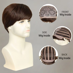 Short Natural Brown Wigs for Men